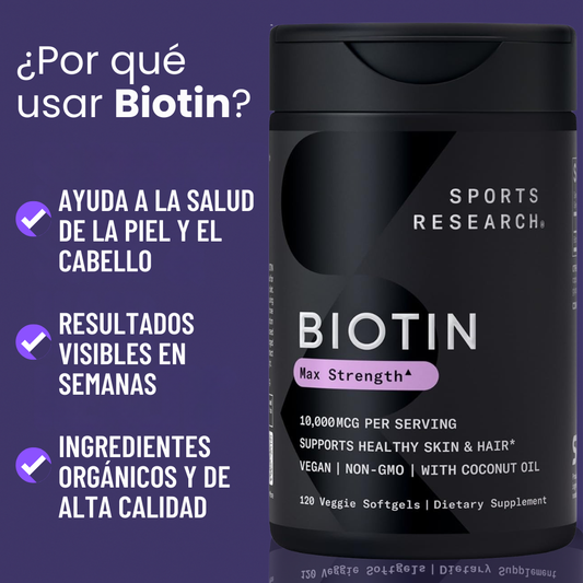 BIOTIN Max Strength™️ – Fórmula Avanzada con Biotina Pura para Brillo, Fuerza y Vitalidad 120 Capsulas