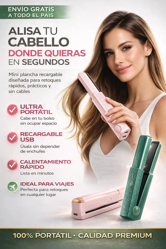 Mini Plancha Recargable Portátil para Alisado Perfecto en Cualquier Lugar