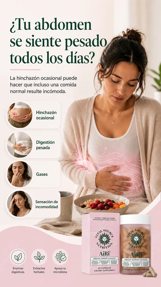 AiRi™️– Cápsulas Digestivas con Enzimas Naturales para Reducir la Hinchazón y Mejorar la Digestión