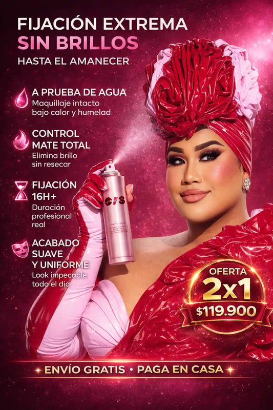 ONE SIZE™️ – Spray fijador mate waterproof que mantiene tu maquillaje intacto por horas.